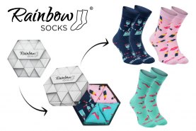 socks gift box for lady, gift idea ladies socks, blue and pink socks, gift idea for women's day, socks for women