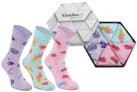 sweet birthday socks, sweet like candy socks, sweet socks box 3 pairs, colourful cotton socks
