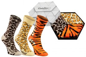 Wild animal socks gift set, Wild Socks Box, socks with wild animals patterns, 3 pairs, cotton socks