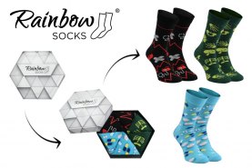 Doctor Socks Box, Doctor Socks, 3 pairs of colourful cotton socks, blue, green, black, socks for doctor