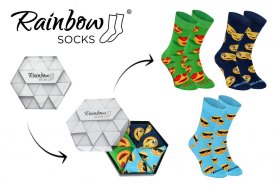 Emoji Socks Box, Funny Gift, 3 pairs of colourful cotton socks, green, blue, dark blue