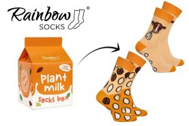 Plant milk socks box, beige and orange cotton socks, Rainbow Socks