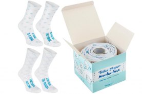 Toilet Paper Socks Box 2 Pairs, white cotton socks, cotton socks by Rainbow Socks,