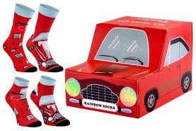Red car socks for dad and son, gift ideas for men, colourful cotton socks