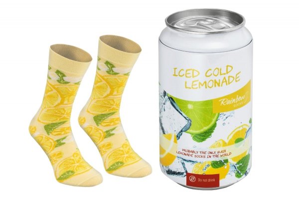 Funny Cold Lemonade Can Socks for Men, iced lemonade socks in can, cotton socks, lemonade socks, Rainbow Socks