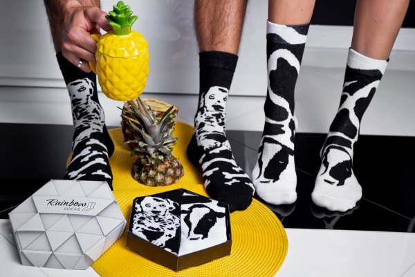 Schwarze und weiße Kuhsocken, Socken für Männer und Frauen, Geschenkidee zum Geburtstag, Unisex-Socken