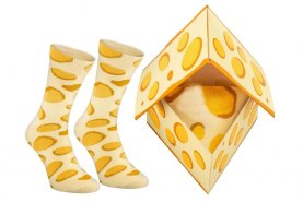 Cheese socks, yellow cotton socks with cheese patterns, 1 pairs of socks funny gift idea, Rainbow Socks