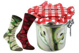 jar socks pears and strawberries, socks in a jar, 2 pairs of colourful cotton socks, Rainbow Socks