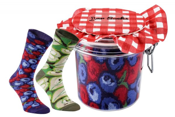 Jar socks blueberries and strawberries, 2 pairs of socks, colourful cotton socks, Rainbow Socks