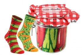 Jar Socks Peppers and Peas with Carrot, funny gift idea for men and women, Rainbow Socks