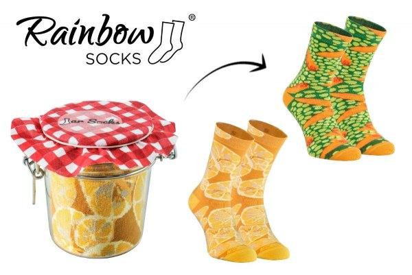 Socks in a Jar, 2 pairs of Socks, Lemons and Peas socks, Rainbow Socks