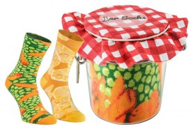 Jar socks Pea with Carrot and Lemon, colourful cotton socks, Rainbow Socks, socks as a gift