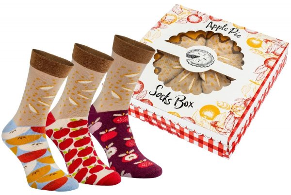 Apple Pie Socks Box 3 Pairs by Rainbow Socks, colourful cotton socks