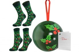Dark Green Christmas Ball for Adults and Childre, christmas gift from Rainbow Socks, 3 Pairs set