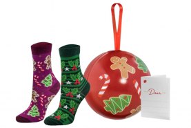 Red Christmas Ball Socks for Children, 2 Pairs, Rainbow Socks