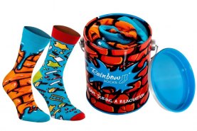 Paint Can Socks, 2 pairs, Rainbow Socks, funny gift, colourful cotton socks