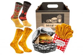 Fast Food Menu socks, burger and fries, 4 pairs, gift idea for fast food lover