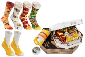 Pizza & Beer Socks Box 5 Pairs, unique gift idea, socks for men and women