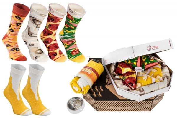 Rainbow Socks Meal Socks Box Burger Fries Beer 5 Pairs