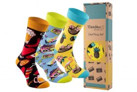 Party socks box, 3 pairs, colourful cotton socks for party lover, unique gift idea