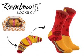 Raspberry Croissant Socks Box by Rainbow Socks, cotton socks, socks looking like a real french croissant