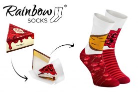 Cheesecake socks cool gift, socks with cheesecake patterns, colourful socks, funny gift idea