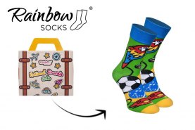 1 para kolorowych bawełnianych skarpetek w walizce Brazylia, Rainbow Socks