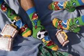 grüne Baumwollsocken, nationale Sockenbox Brasilien, 1 Paar originell gestaltete Socken