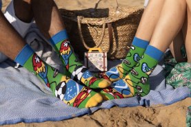 unisex national socks Brasil, 1 pair of green patterned socks, Rainbow Socks