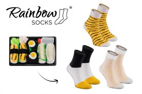 Children’s Sushi Socks Tamago, colourful cotton sushi socks, socks looking like sushi, 3 pairs
