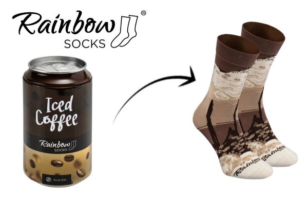 Iced Coffee Socks Man and Woman, brown cotton socks, iced coffee, unisex gift idea, funny socks