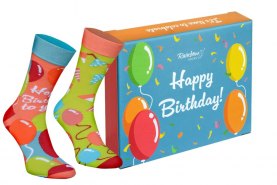 Geburtstagskarte Socken Box 2 Paar, Rainbow Socken
