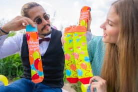 unisex bunte Geburtstagsparty Baumwollsocken, 2 Paar, Rainbow Socken