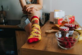 toast with nutella and strawberries socks, funny gift idea for a morning person, 1 pair of socks, Rainbow Socks