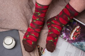 Strawberries Socks Unisex, socks in a jar, red cotton socks, high quality product, unisex gift idea
