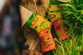 kolorowe bawełniane skarpetki reggae, skarpetki dla fana muzyki reggae