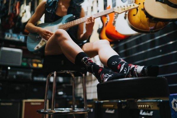 black rock socks for fan of rock music, music socks box