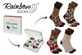 brązowe bawełniane skarpetki ze słodkimi czekoladowymi wzorami, 4 pary, Rainbow Socks