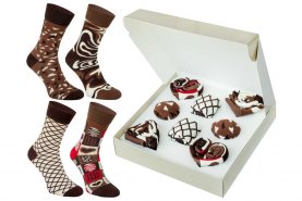 chocolate box full of socks, 4 pairs, Rainbow Socks
