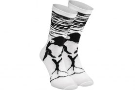schwarz-weiße Baumwollsocken Orca, 1 Paar, gemusterte Socken
