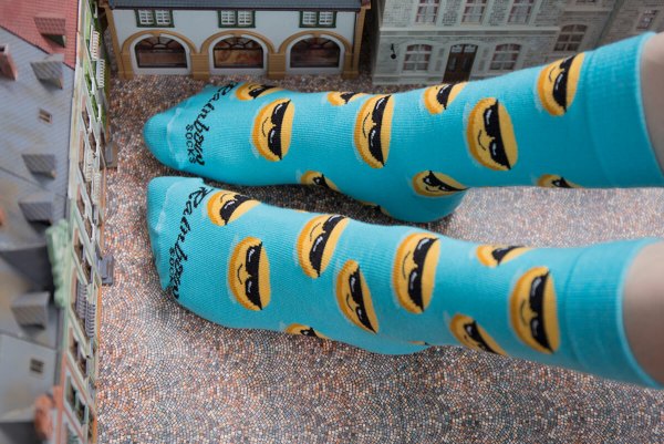 Emoji Socks Blue, light blue cotton socks, emoji with sunglassess, funny gift for many different occassions