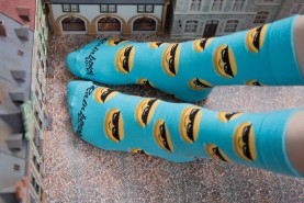 Emoji Socks Blue, light blue cotton socks, socks with emoji with sunglasses, socks for men and women