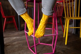 Pommes-Socken für Herren, gelbe Baumwollsocken, die wie echte Pommes aussehen, 2 Paar Socken, Rainbow Socken