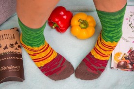 Tortilla-Socken für Damen, 2 Paar bunte Baumwollsocken, Rainbow Socks, Socken, die wie eine echte Tortilla aussehen