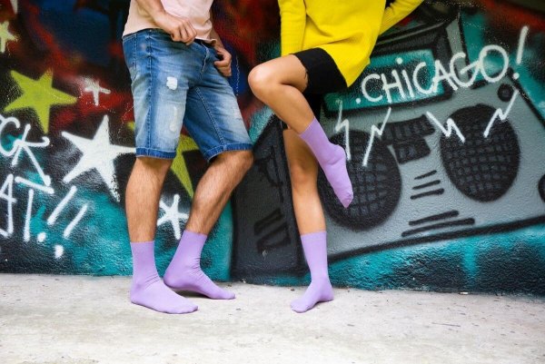 Classic Cotton Socks, colourful socks for men and women, violet daily socks