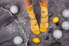 Lemons socks, yellow cotton socks, pattermed socks, gift idea for men and women