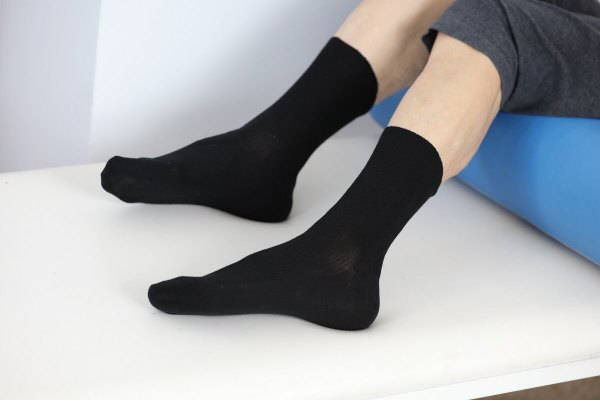 Diabetic Non-Elastic Cotton Mens Socks, black cotton non-binding socks by Rainbow Socks