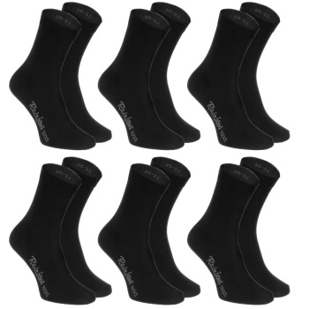 Black Long Cotton Crew Socks for Men 6 Pairs
