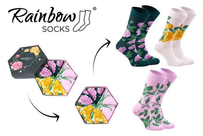 Flower socks box 3 pairs