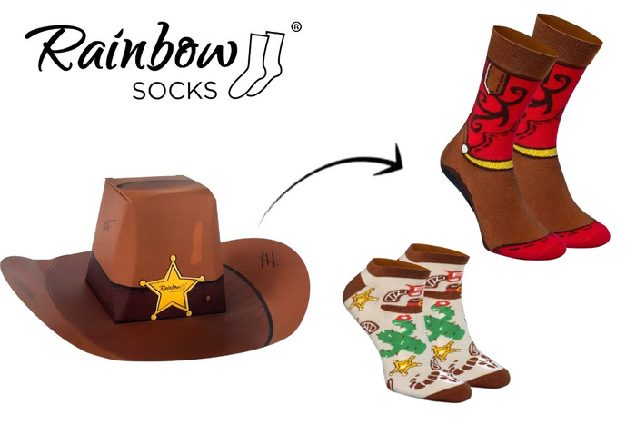 Wild West Cowboy Hat Socks Box 2 Pairs